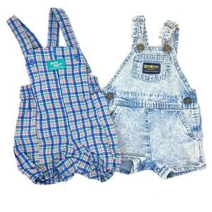 vintage OshKosh romper overalls baby boys 6-9 months 90s 1990s lot